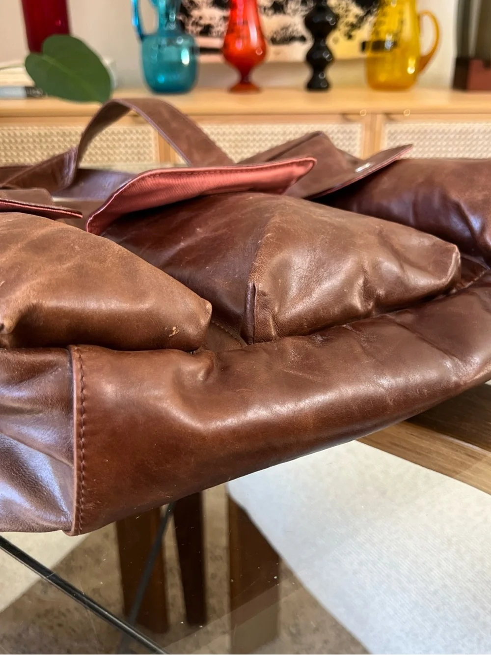 Men's Brown Leather Travel Duffel Bag Latico 11 x 13